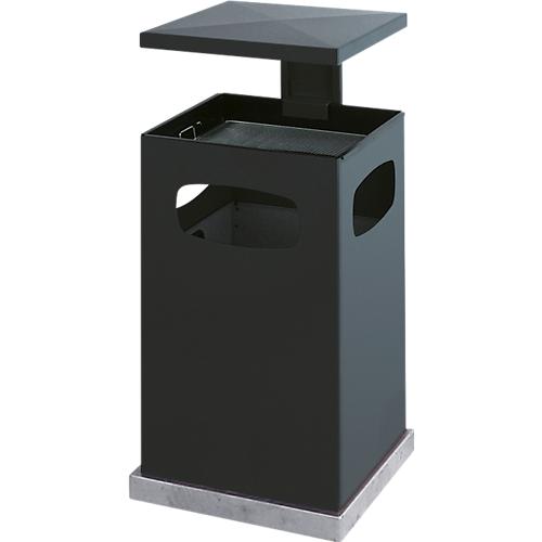 Ascher-Papierkorb mit abnehmbarem Dach, 80 Liter, B 500 x T 500 x H 955 mm, schwarzgrau RAL 7021