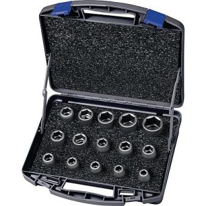 ASW Kraftsteckschlüsselsatz 720 KS 15 OL, 15-tlg, 1/2 Zoll, 6-kant, Spezialstahl stahlgrau