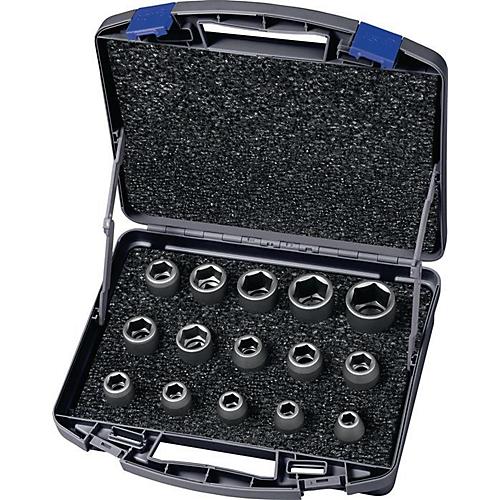 ASW Kraftsteckschlüsselsatz 720 KS 15 OL, 15-tlg, 1/2 Zoll, 6-kant, Spezialstahl stahlgrau