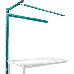Aufbauportal m. Ausleger, Ansatztisch STANDARD Arbeitstisch/Werkbank UNIVERSAL/PROFI, 1500 mm, wasserblau Aufbauportal m. Ausleger, Ansatztisch STANDARD Arbeitstisch/Werkbank UNIVERSAL/PROFI, 1500 mm, wasserblau