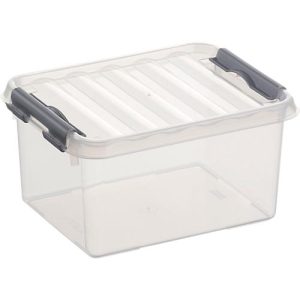 Aufbewahrungsbox Sunware Q-LINE, Verschlussclips, transparent, stapelbar, 2 l, L 200 x B 150 x H 100 mm, grau