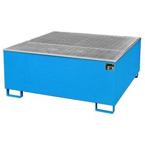 Auffangwanne BAUER AW 1000/PE mit Gitterrost, 1000 l IBC, B 1475 x T 1475 x H 625 mm, blau