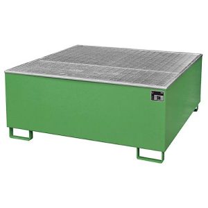 Auffangwanne BAUER AW 1000/PE mit Gitterrost, 1000 l IBC, B 1475 x T 1475 x H 625 mm, grün
