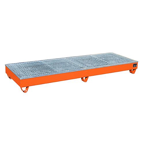 Auffangwanne BAUER AW-4/B/PE mit Gitterrost, 218 l, B 2415 x T 815 x H 255 mm, orange