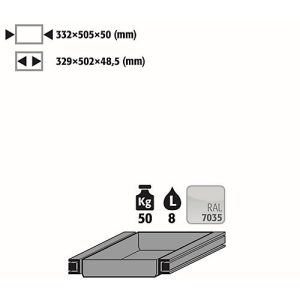 Auszugswanne Entsorgung für asecos Sicherheitsschränke der Q30, Q90 und S90 Serie, Stahlblech, lichtgrau, B 332 x T 505 x H 50 mm, 7,5 l, bis 50 kg Auszugswanne Entsorgung für asecos Sicherheitsschränke der Q30, Q90 und S90 Serie, Stahlblech, lichtgrau, B 332 x T 505 x H 50 mm, 7,5 l, bis 50 kg