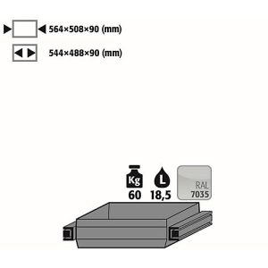 Auszugswanne Standard für asecos Sicherheitsschränke der Q30, Q90 und S90 Serie, Stahlblech, lichtgrau, B 564 x T 508 x H 90 mm, 19 l, bis 60 kg Auszugswanne Standard für asecos Sicherheitsschränke der Q30, Q90 und S90 Serie, Stahlblech, lichtgrau, B 564 x T 508 x H 90 mm, 19 l, bis 60 kg