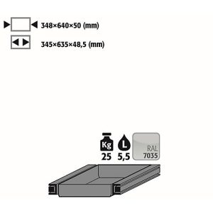Auszugswanne Standard für asecos Sicherheitsschränke der S90 Serie, Stahlblech, lichtgrau, B 348 x T 640 x H 50 mm, 5,5 l, bis 25 kg Auszugswanne Standard für asecos Sicherheitsschränke der S90 Serie, Stahlblech, lichtgrau, B 348 x T 640 x H 50 mm, 5,5 l, bis 25 kg