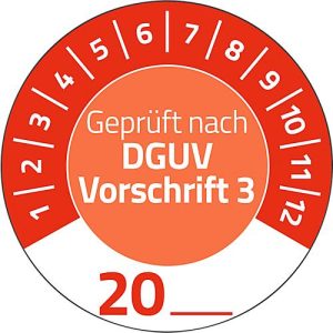 Avery Zweckform 7907 Prüfplaketten „DGUV Vorschrift 3“ 20__zum Selbereintragen, extrem robust, Ø 30 mm, 80 Stück/10 Bogen, Vinylfolie, rot