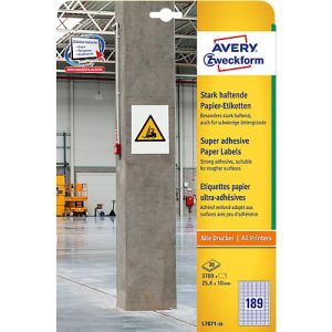 Avery Zweckform Etiketten L7871-20, stark haftend, geeignet für Inkjet-& Laserdrucker, 25,4 x 10 mm, 3780 Stück/20 A4-Bogen, 100 % FSC®-Papier, weiß Avery Zweckform Etiketten L7871-20, stark haftend, geeignet für Inkjet-& Laserdrucker, 25,4 x 10 mm, 3780 Stück/20 A4-Bogen, 100 % FSC®-Papier, weiß