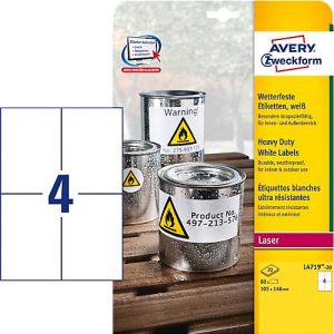 Avery Zweckform Folien-Etiketten, wetterfest, für Innen- und Außenbereich, 105 x 148 mm Avery Zweckform Folien-Etiketten, wetterfest, für Innen- und Außenbereich, 105 x 148 mm