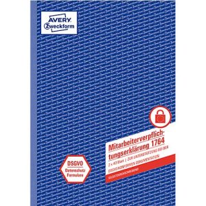 Avery Zweckform Mitarbeiterverpflichtungserklärung nach DSGVO, A4, selbstdurchschreibend, 2×40 Blatt Avery Zweckform Mitarbeiterverpflichtungserklärung nach DSGVO, A4, selbstdurchschreibend, 2×40 Blatt