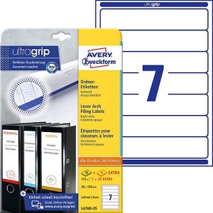 AVERY® Zweckform Ordner-Etiketten, ultragrip, 175 + 35 Stück AVERY® Zweckform Ordner-Etiketten, ultragrip, 175 + 35 Stück