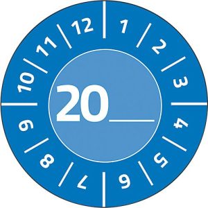 Avery Zweckform Prüfplakette 7903 mit Jahreszahl 20__zum Selbereintragen, extrem robust, Ø 30 mm, 80 Stück/10 Bogen, Vinylfolie, blau