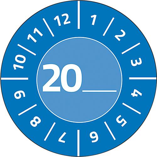 Avery Zweckform Prüfplakette 7903 mit Jahreszahl 20__zum Selbereintragen, extrem robust, Ø 30 mm, 80 Stück/10 Bogen, Vinylfolie, blau