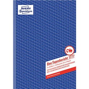 Avery Zweckform Tagesbericht Bau 1777, A4, selbstdurchschreibend, 40 Blatt Avery Zweckform Tagesbericht Bau 1777, A4, selbstdurchschreibend, 40 Blatt