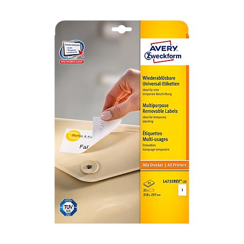 AVERY Zweckform Universal-Etiketten, 210 x 297 mm, wiederablösbar