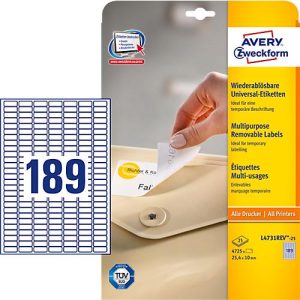 AVERY Zweckform Universal-Etiketten, 25,4 x 10 mm, wiederablösbar