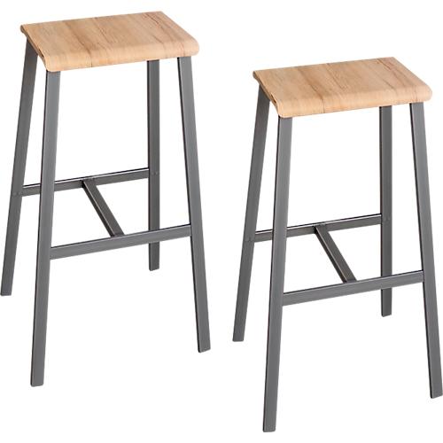 Barhocker Meeting Point, Industriedesign, Eiche-Echtholz Furnier, Rohstahlbeine, Sitzhöhe 770 mm, 2 Stück