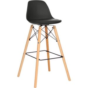 Barhocker STEELWOOD, Kunststoff, mit Holzbeinen, Sitzkissen, Sitzhöhe 740 mm, 2 Stk., schwarz Barhocker STEELWOOD, Kunststoff, mit Holzbeinen, Sitzkissen, Sitzhöhe 740 mm, 2 Stk., schwarz