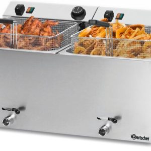 Bartscher Elektro-Doppel-Fritteuse „Professional II“ mit Fettablasshahn Bartscher Elektro-Doppel-Fritteuse „Professional II“ mit Fettablasshahn