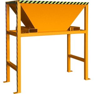 Bauer BTS Befülltrichter, Stahlblech, Standkonstruktion, Einfahrtaschen, lackiert, L 980 x B 1980 x H 2050 mm, gelborange RAL 2000 Bauer BTS Befülltrichter, Stahlblech, Standkonstruktion, Einfahrtaschen, lackiert, L 980 x B 1980 x H 2050 mm, gelborange RAL 2000