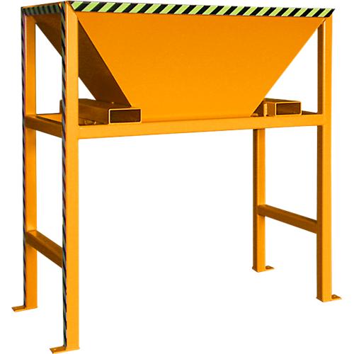 Bauer BTS Befülltrichter, Stahlblech, Standkonstruktion, Einfahrtaschen, lackiert, L 980 x B 1980 x H 2050 mm, gelborange RAL 2000