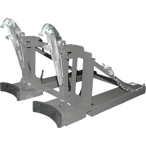 Bauer Fasslifter RS-II/D 91, für Stapler, 2 x 110 bis 200-l-Deckelfässer, L 1285 x B 940 x H 810 mm, bis 1600 kg, Stahl, Mausgrau