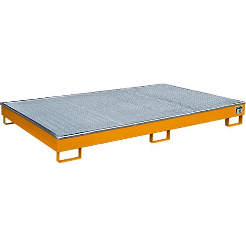 Bauer Regalwanne RW-GR 2200-1 PE, mit PE-Einsatz, mit Gitterrost, L 2165 x B 1315 x H 230 mm , gelborange RAL 2000