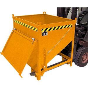 Bauer Silobehälter SGK 75, Zugseil-Entleerung, L 1000 x B 1200 x H 1170 mm, 0,75 m³, bis 1000 kg, Stahl, Gelborange Bauer Silobehälter SGK 75, Zugseil-Entleerung, L 1000 x B 1200 x H 1170 mm, 0,75 m³, bis 1000 kg, Stahl, Gelborange