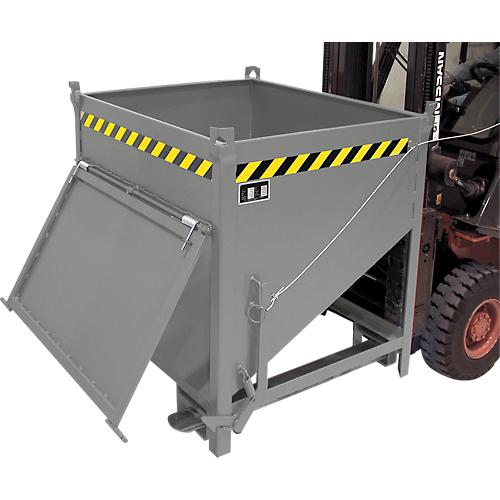 Bauer Silobehälter SGK 75, Zugseil-Entleerung, L 1000 x B 1200 x H 1170 mm, 0,75 m³, bis 1000 kg, Stahl, Mausgrau