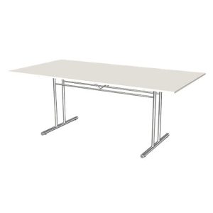 Besprechungstisch Toledo, Rechteck, T-Fuß, B 2000 x T 1000 x H 720 mm, weiß/chromsilber Besprechungstisch Toledo, Rechteck, T-Fuß, B 2000 x T 1000 x H 720 mm, weiß/chromsilber
