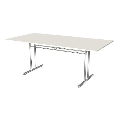 Besprechungstisch Toledo, Rechteck, T-Fuß, B 2000 x T 1000 x H 720 mm, weiß/chromsilber