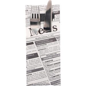 Bestecktaschen Papstar Newsprint, B 85 x H 200 mm, inkl. 2-lagiger Serviette B 330 x H 330 mm, FSC®-Papier, schwarz-weiß, 520 Stück Bestecktaschen Papstar Newsprint, B 85 x H 200 mm, inkl. 2-lagiger Serviette B 330 x H 330 mm, FSC®-Papier, schwarz-weiß, 520 Stück