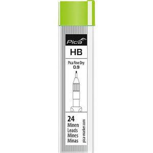 Bleistiftmine Pica Fine Dry HB 7030, Minendurchmesser 0,9 mm, Härtegrad HB, Schreibfarbe graphit, 24 Stück in Dose mit Drehdeckel
