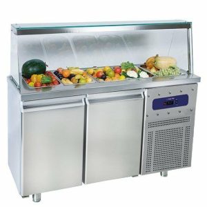 Saladette mit 2 Türen GN 1/1 und Glasstruktur, 4x GN 1/1 Saladette mit 2 Türen GN 1/1 und Glasstruktur, 4x GN 1/1