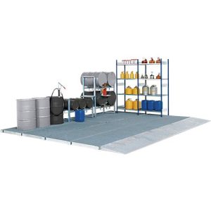 Bodenauffangwanne ASECOS, Stahl verzinkt, 110 l Auffangvolumen, B 1862 x T 1362 x H 78 mm, 450 kg Radlast Bodenauffangwanne ASECOS, Stahl verzinkt, 110 l Auffangvolumen, B 1862 x T 1362 x H 78 mm, 450 kg Radlast