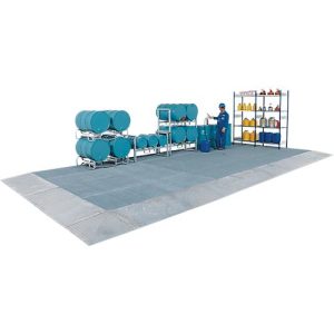 Bodenauffangwanne ASECOS, Stahl verzinkt, 80 l Auffangvolumen, B 1000 x T 1000 x H 123 mm, 2000 kg Radlast Bodenauffangwanne ASECOS, Stahl verzinkt, 80 l Auffangvolumen, B 1000 x T 1000 x H 123 mm, 2000 kg Radlast