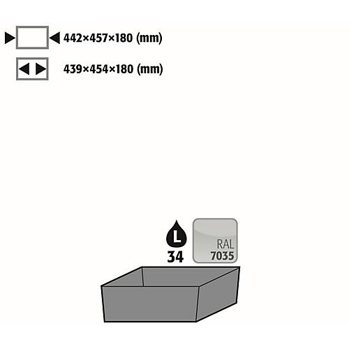 Bodenauffangwanne Stawa-R für asecos Sicherheitsschränke der Q30, Q90, S90 und K90 Serie, Stahlblech, lichtgrau, B 442 x T 507 x H 171 mm, 33 l