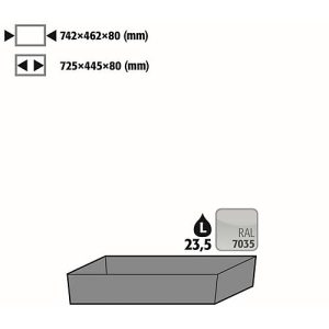 Bodenauffangwanne Stawa-R für asecos Sicherheitsschränke der Q30, Q90 und S90 Serie, Stahlblech, lichtgrau, B 742 x T 507 x H 83 mm, 22 l Bodenauffangwanne Stawa-R für asecos Sicherheitsschränke der Q30, Q90 und S90 Serie, Stahlblech, lichtgrau, B 742 x T 507 x H 83 mm, 22 l