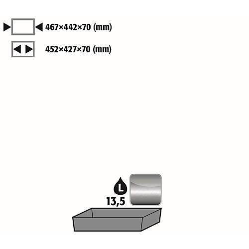 Bodenauffangwanne Stawa-R für asecos Sicherheitsschränke der UB90 Serie, Edelstahl 1.4301, B 467 x T 442 x H 78 mm, 11 l