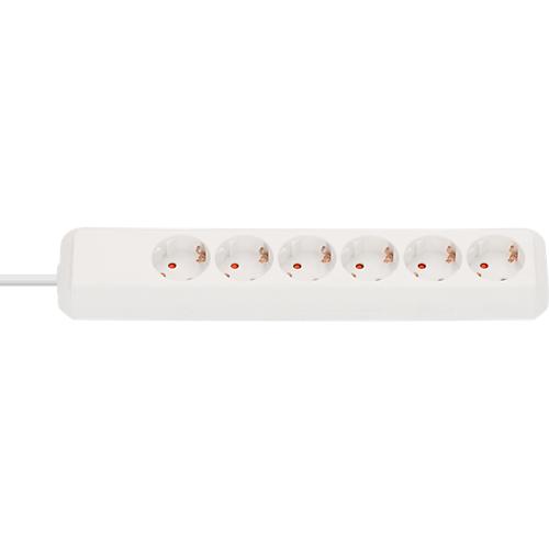 Brennenstuhl Eco-Line Steckdosenleiste 6-fach, 45°-Anordnung, 1,5 m Kabel, erhöhter Berührungsschutz, L 360 x B 80 x T 65 mm, weiß