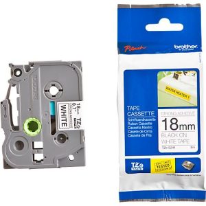 Brother Schriftbandkassette TZe-S241, 18 mm breit, weiß/schwarz