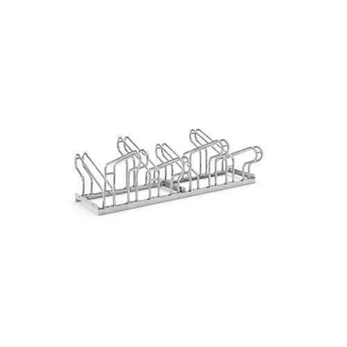 Bügelparker WSM, 2-seitig, für Reifen bis B 55 mm, B 1400 x T 3200 x H 500 mm, Stahl feuerverzinkt, 8 Einstellplätze, zerlegt