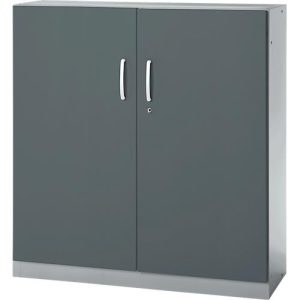 Büroschrank, 3OH, abschließbar, mit aufliegenden Türen, B 1200 mm, Basaltgrau/Weißalu Büroschrank, 3OH, abschließbar, mit aufliegenden Türen, B 1200 mm, Basaltgrau/Weißalu