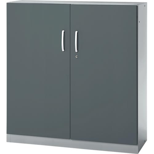 Büroschrank, 3OH, abschließbar, mit aufliegenden Türen, B 1200 mm, Basaltgrau/Weißalu