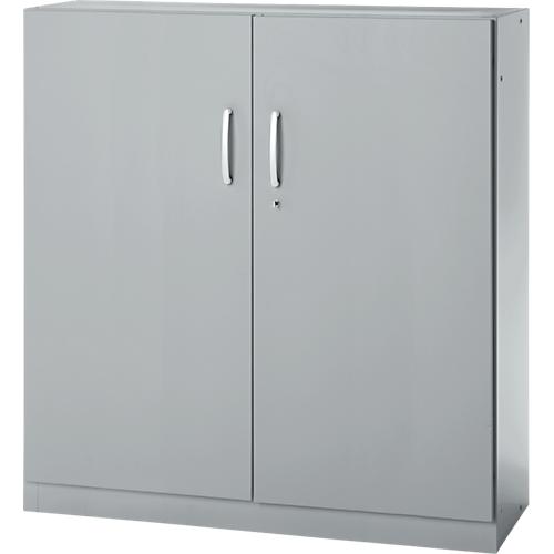 Büroschrank, 3OH, abschließbar, mit aufliegenden Türen, B 1200 mm, Weißalu