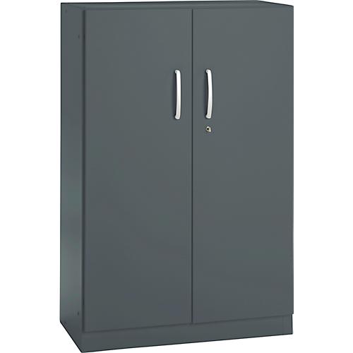 Büroschrank, 3OH, abschließbar, mit aufliegenden Türen, B 800 mm, Basaltgrau