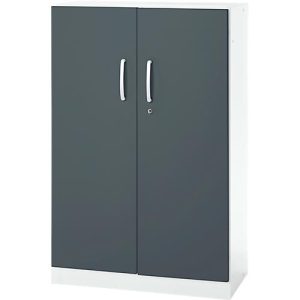 Büroschrank, 3OH, abschließbar, mit aufliegenden Türen, B 800 mm, Basaltgrau/Verkehrsweiß Büroschrank, 3OH, abschließbar, mit aufliegenden Türen, B 800 mm, Basaltgrau/Verkehrsweiß