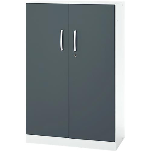 Büroschrank, 3OH, abschließbar, mit aufliegenden Türen, B 800 mm, Basaltgrau/Verkehrsweiß