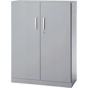 Büroschrank, 3OH, abschließbar, mit aufliegenden Türen, B 950 mm, Weißalu